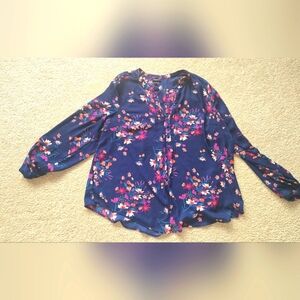 Torrid Blue Floral Long Sleeve Top